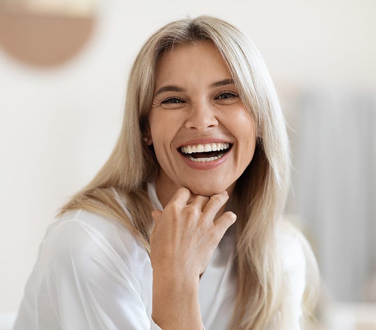 blonde woman smiling