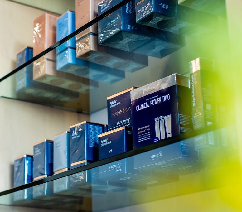 shelves of skin care products