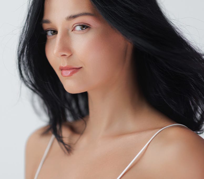 womans hair flowing back
