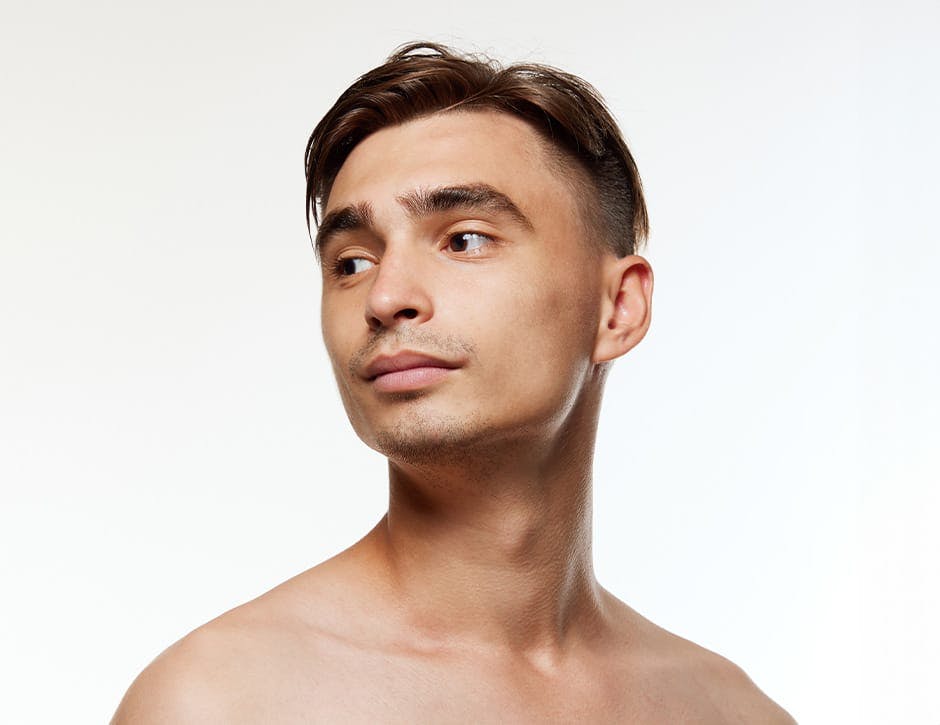 man looking to the left