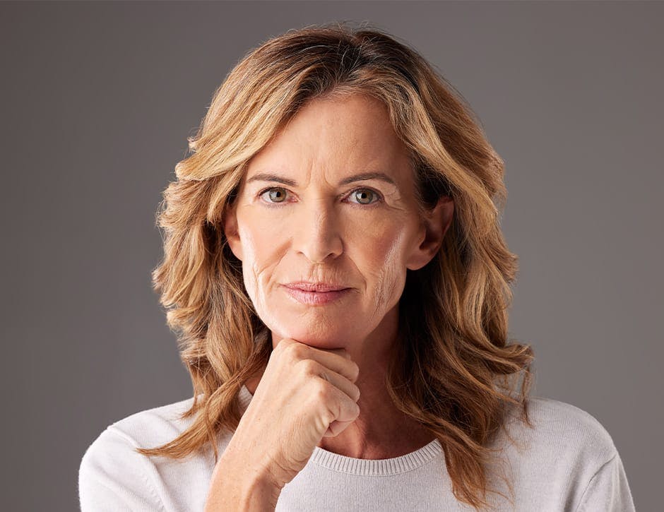 older woman looking forward