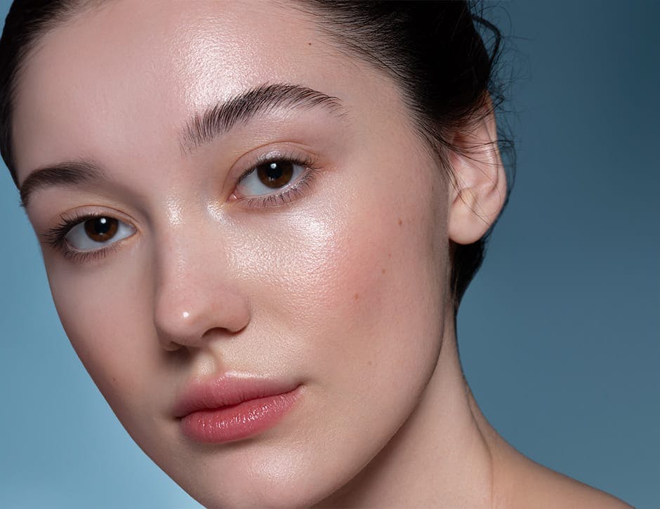 close up on woman with pale skin