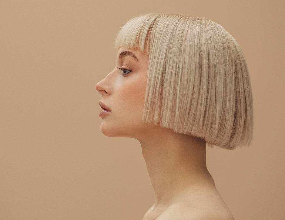 woman's side profile with short bob haircut