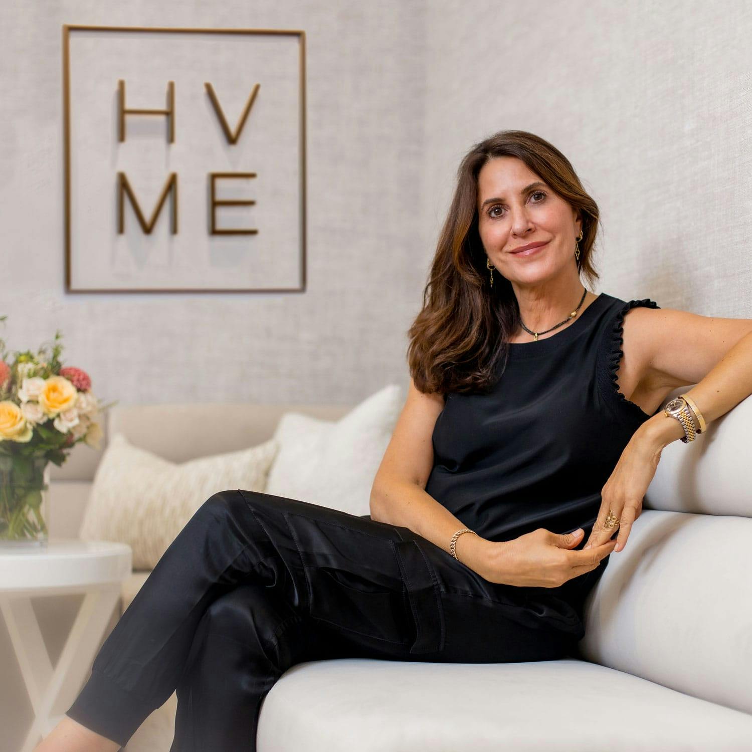 woman sitting on a couch