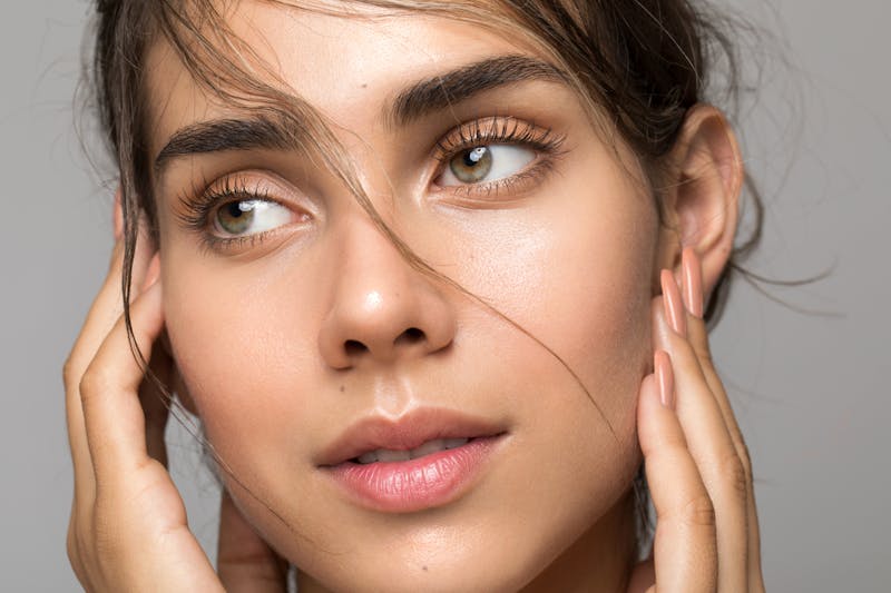 young beautiful woman wtih great skin in studio shoot