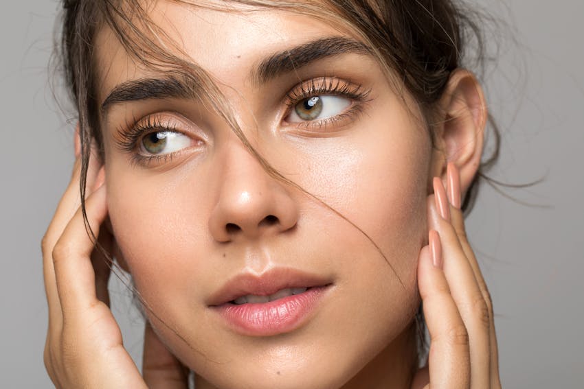 young beautiful woman wtih great skin in studio shoot