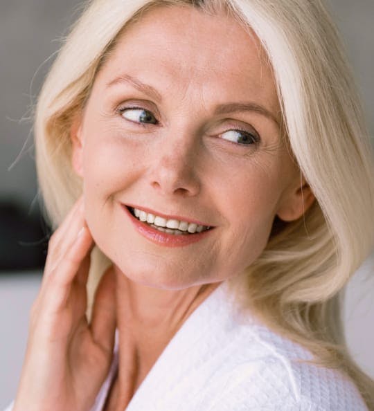 Older woman with blonde hair