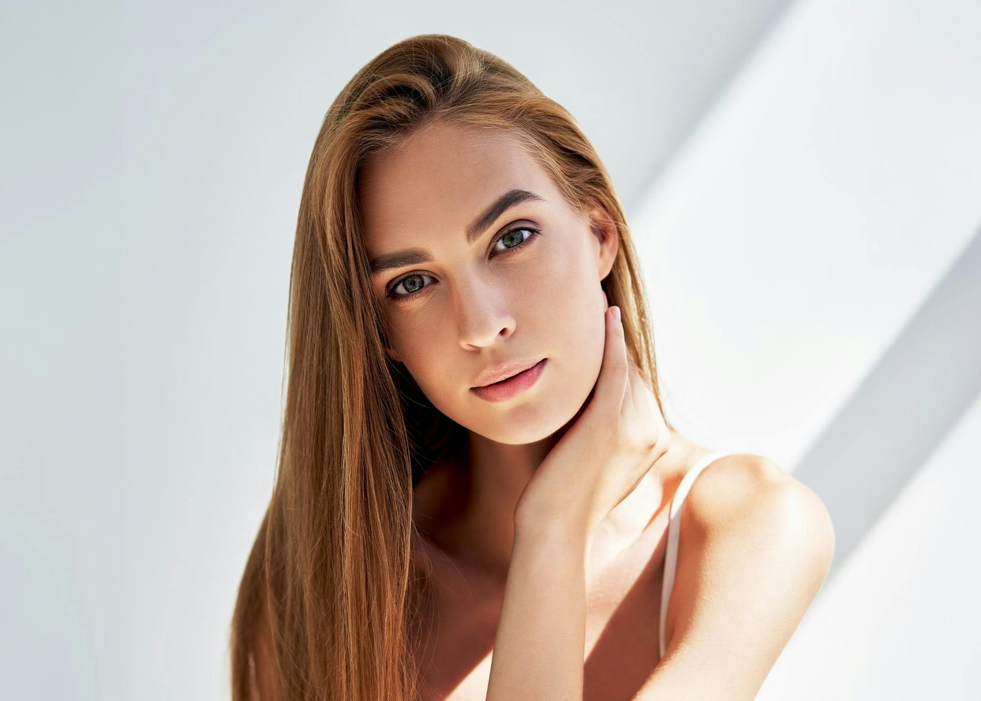 Woman with long straight hair