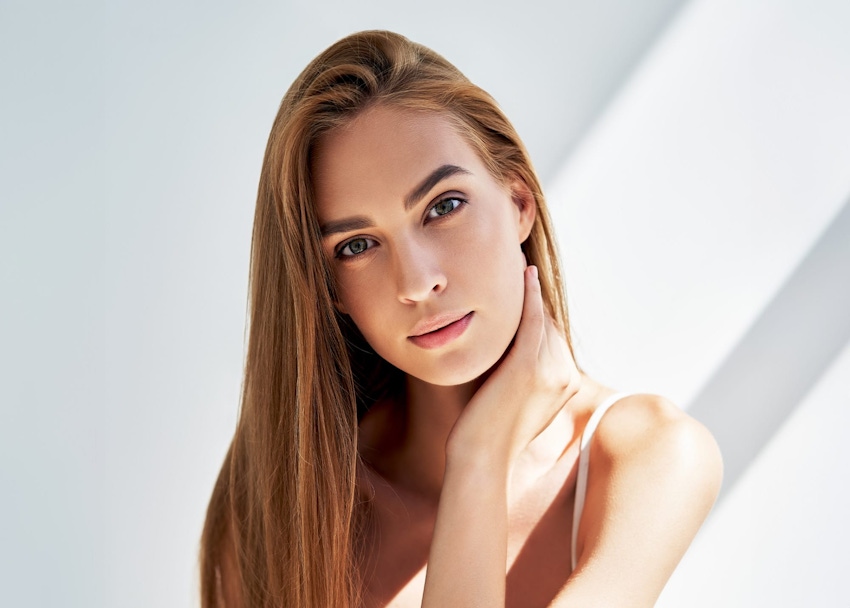 Woman with long straight hair