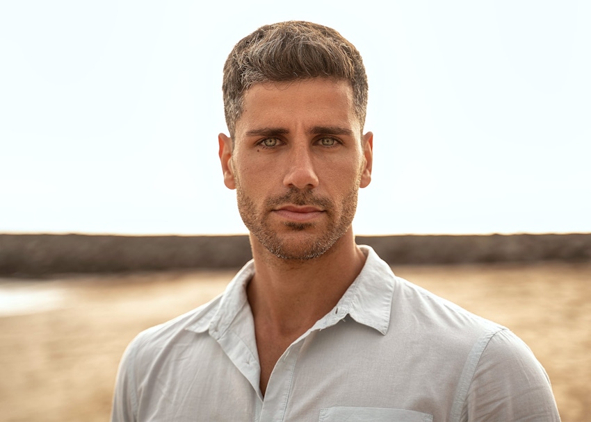 Man in collared shirt