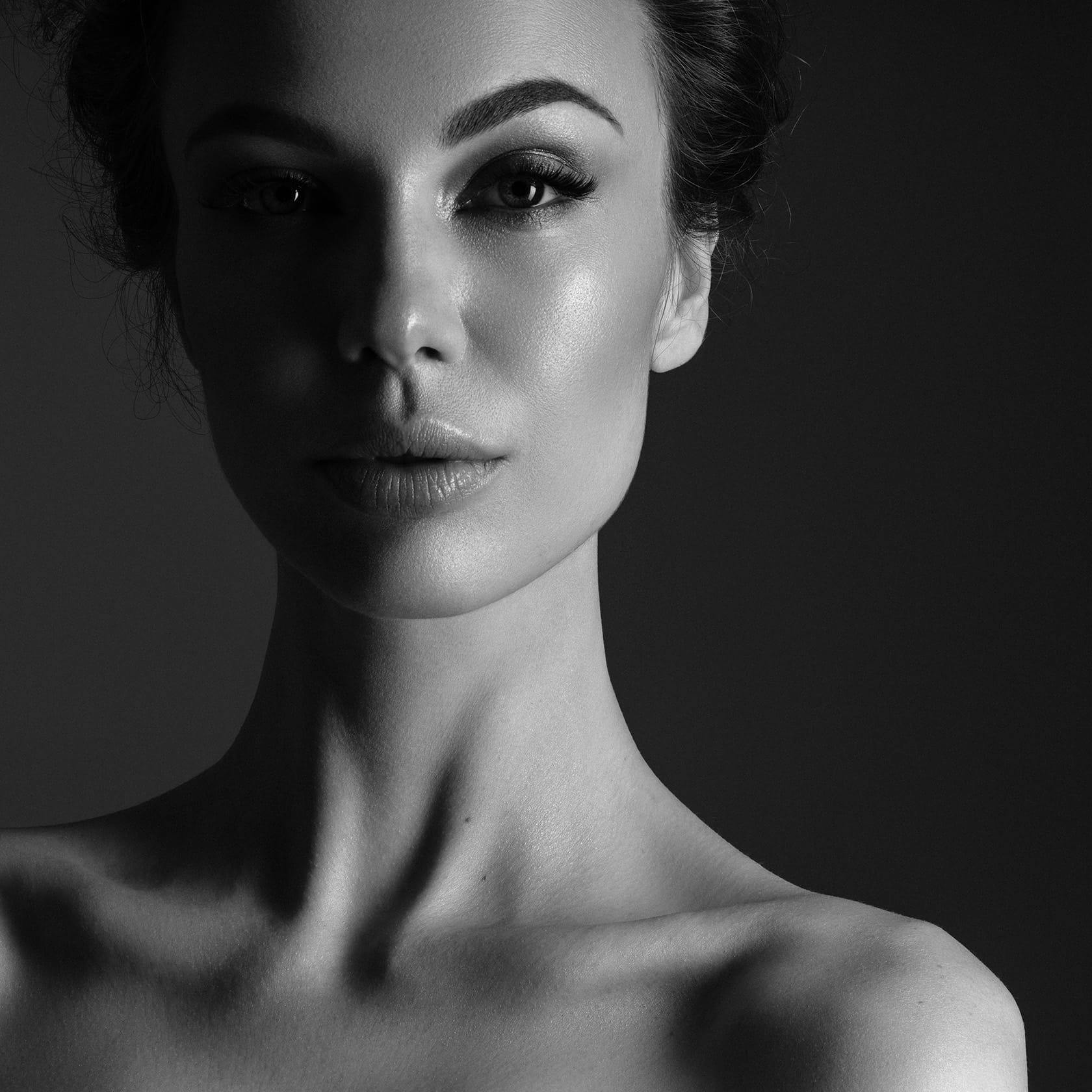 woman looking into camera