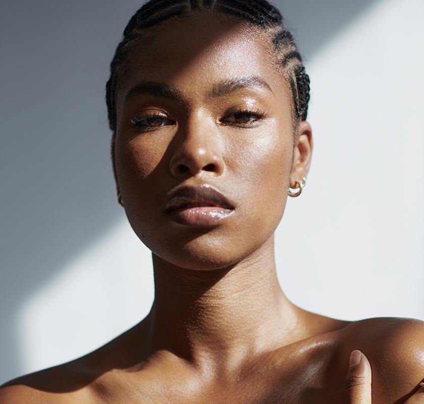 beautiful woman with serious face
