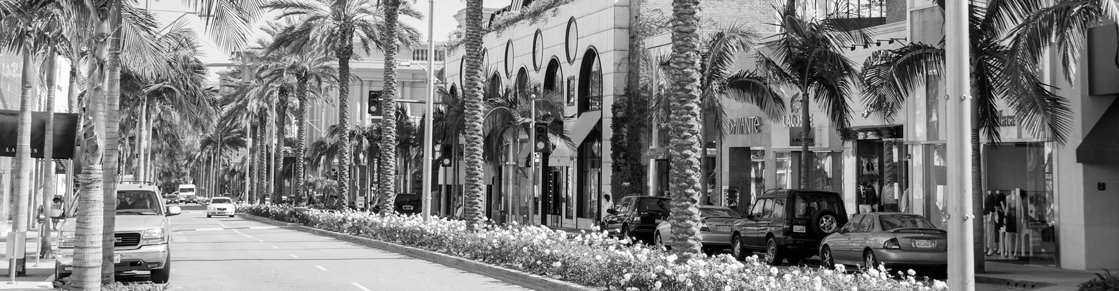 Black and white photo of street