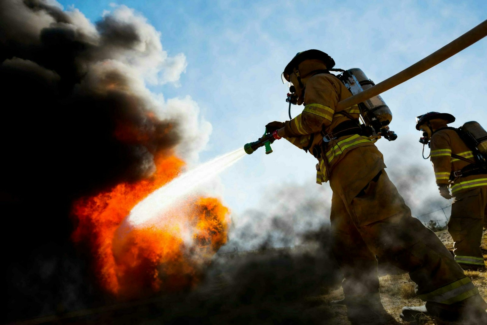 Firemen putting out a fire