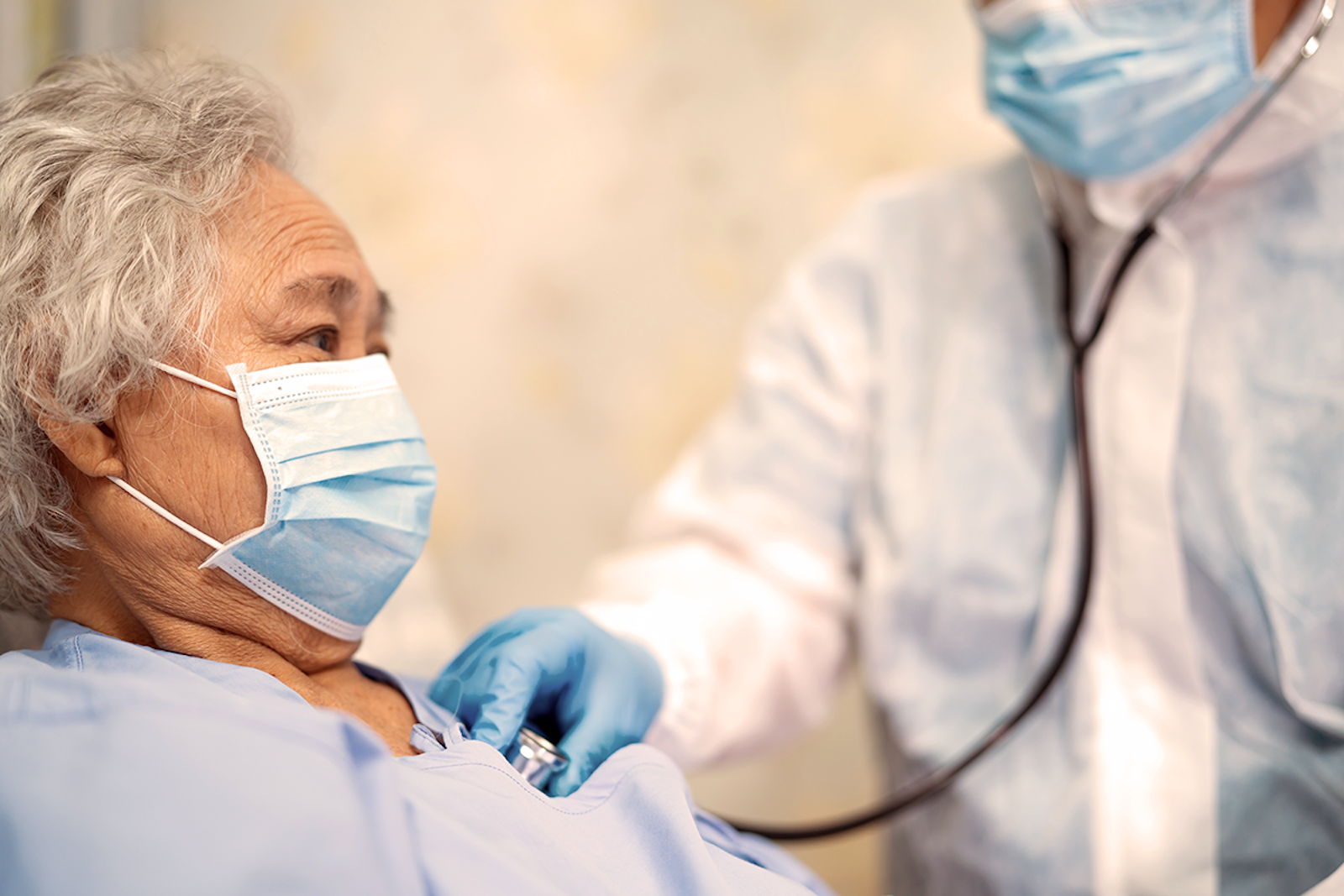 Patient in a facemask