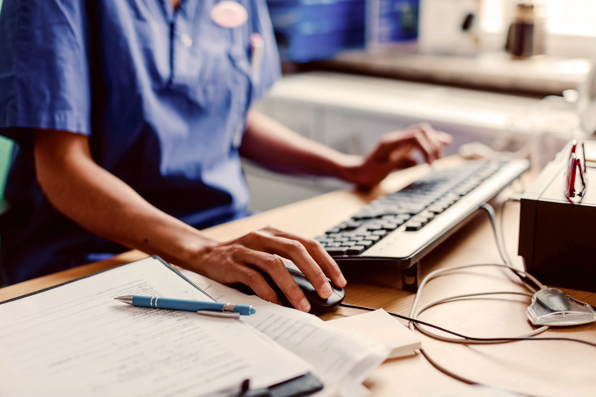 Nurse typing