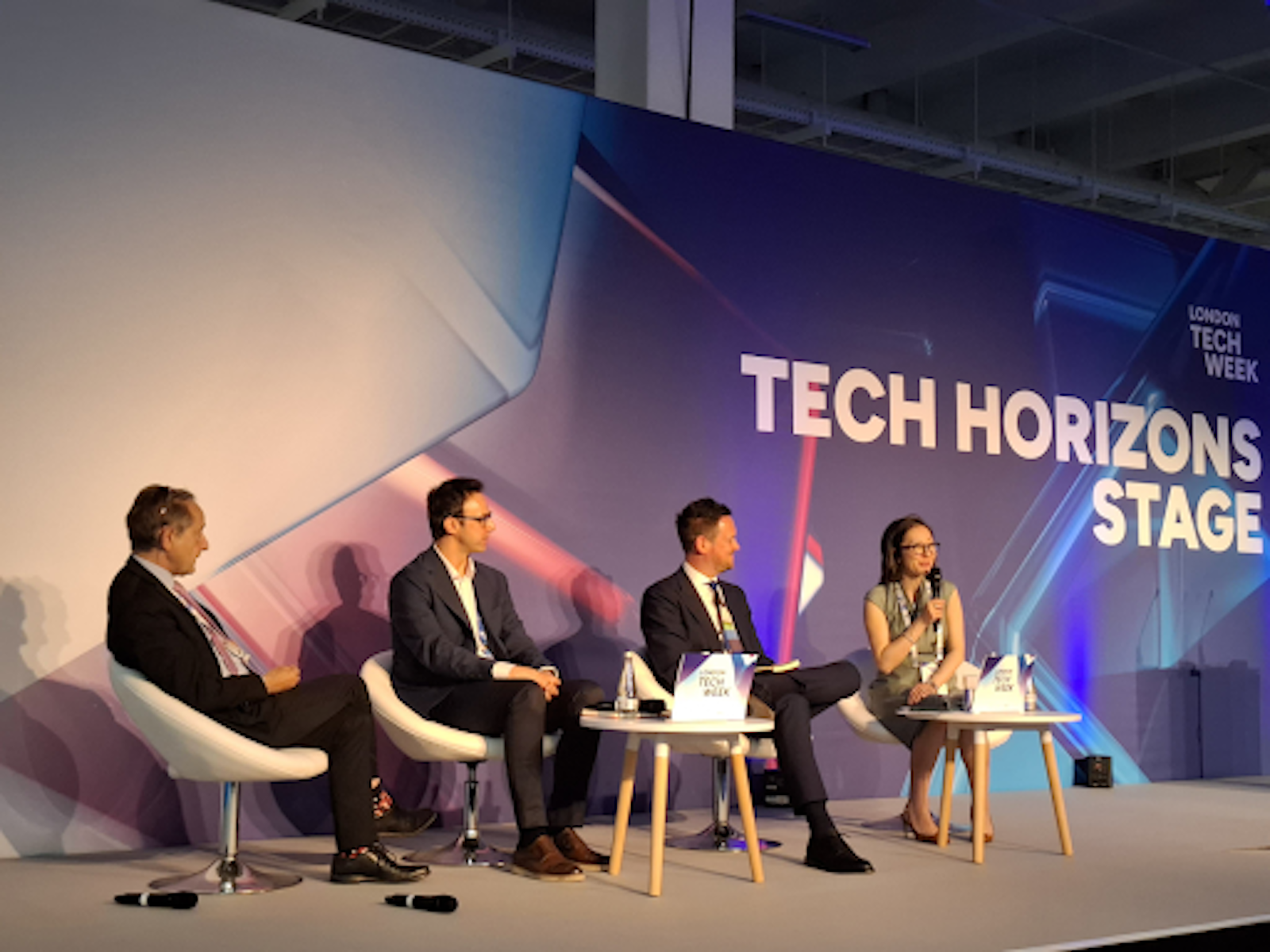 Angie on stage at London Tech Week