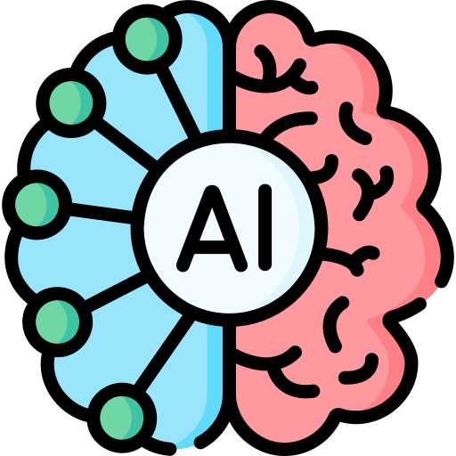 Illustration of AI integrated with a human brain, symbolizing the connection between artificial intelligence and human cognitive processes in a digital environment.