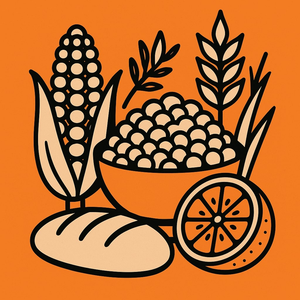 A range of foods to represent a high fibre diet