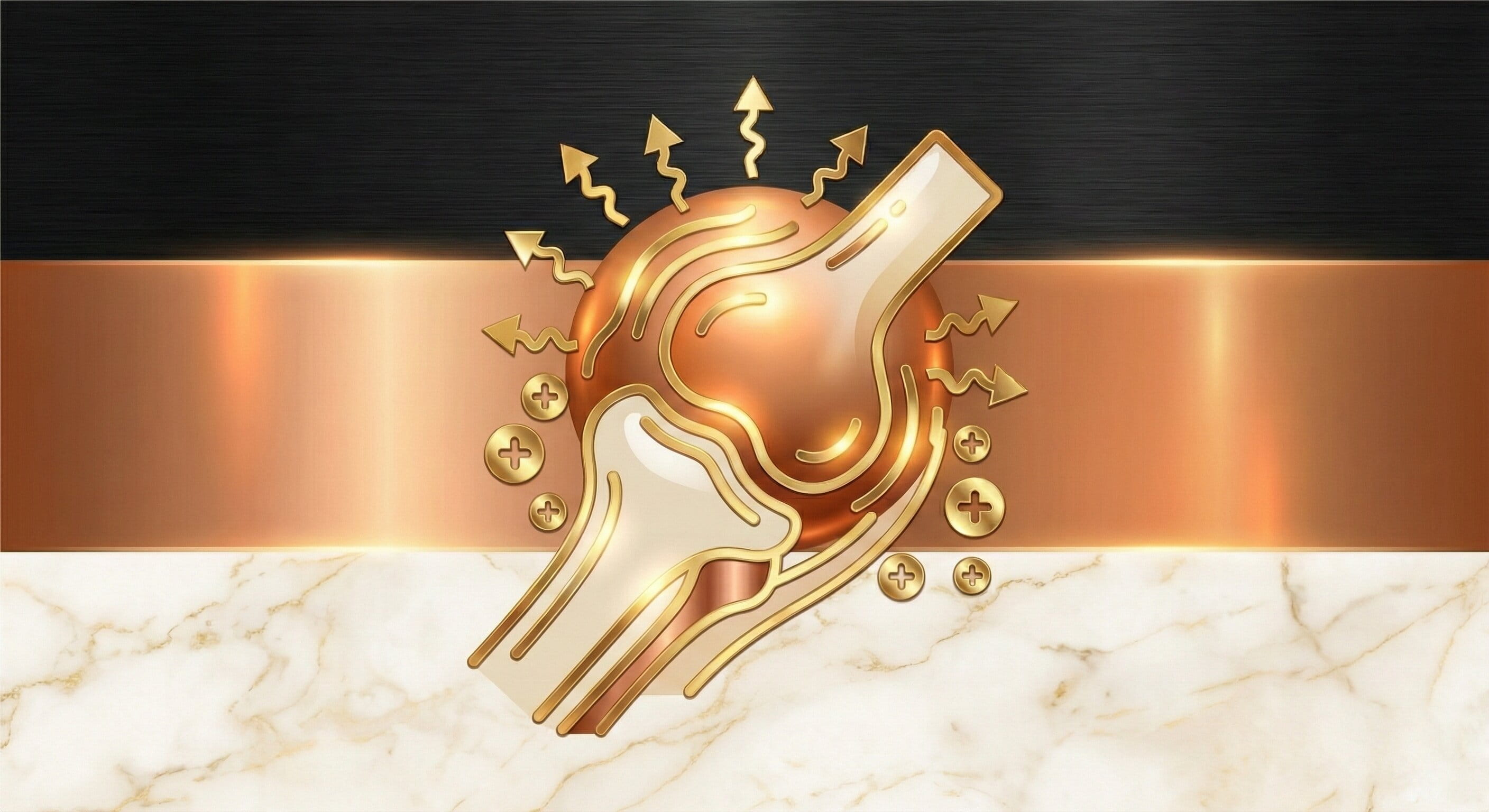 A detailed diagram of a human joint showing a swollen, glowing capsule between bones, visually representing the heat, swelling, and pain signals associated with acute or chronic inflammation.