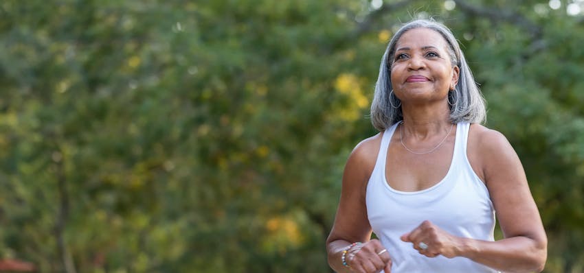Woman running outside