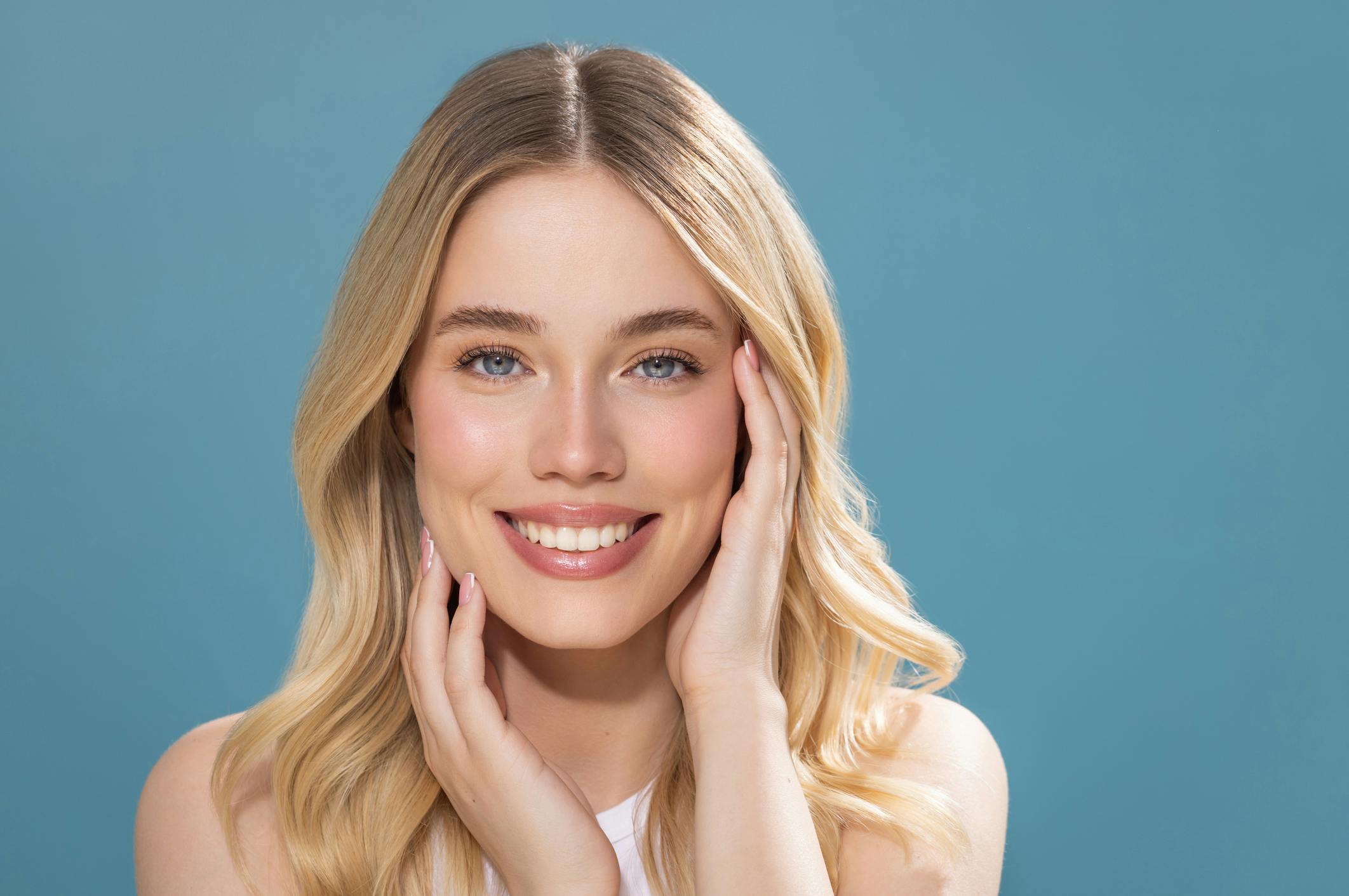 blonde model with a nice smile