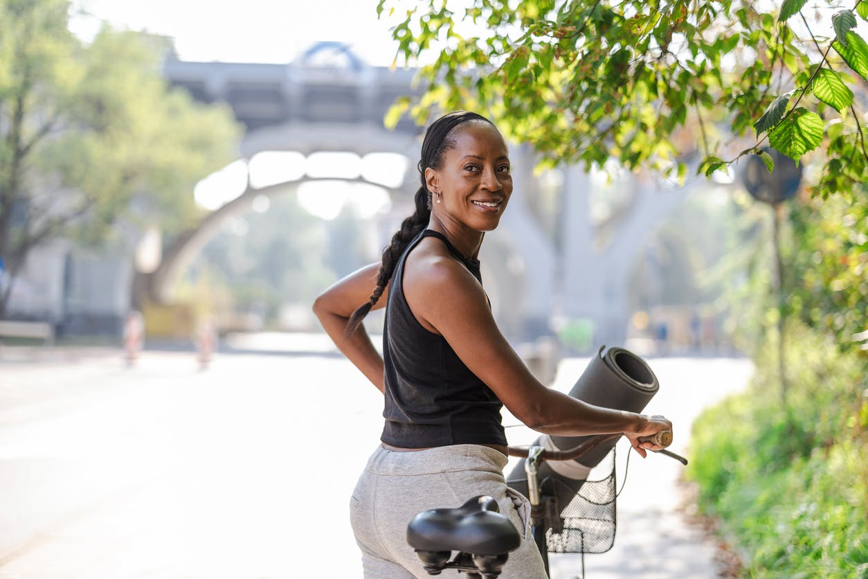 woman riding her bike