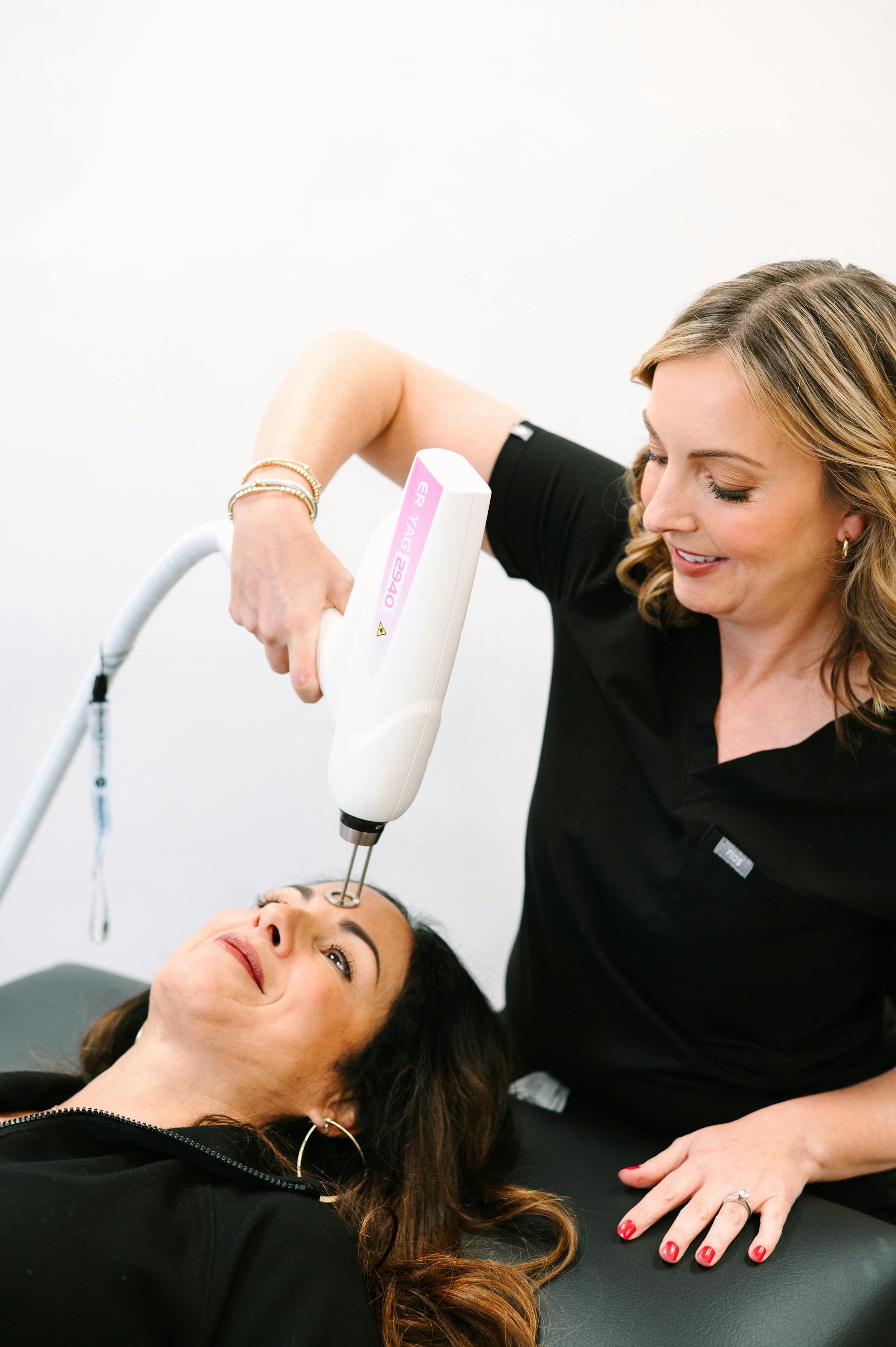 Patient receiving erbium laser resurfacing treatment