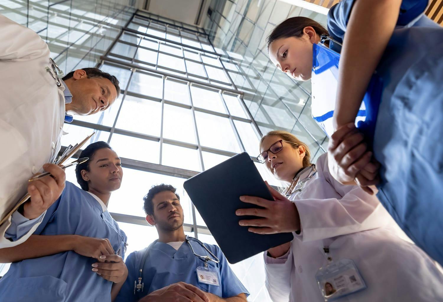 Doctors huddled together