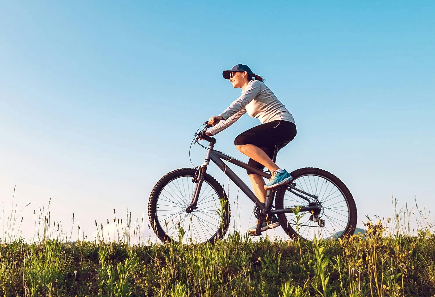 Woman riding a mountain bike