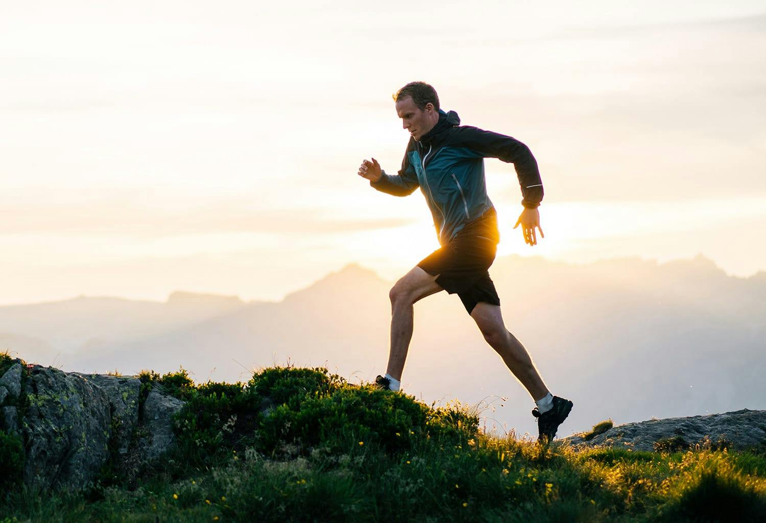 Man running up a hill
