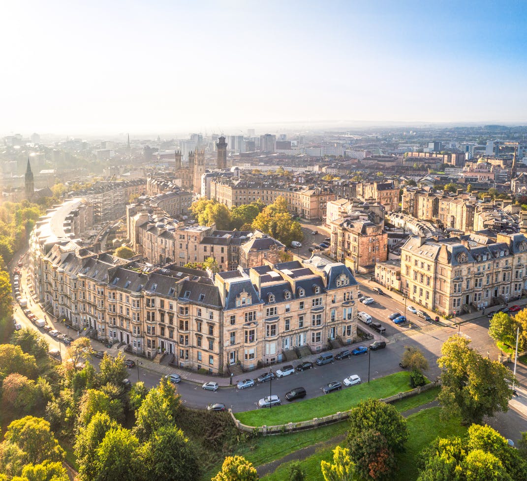 View of European City from air.