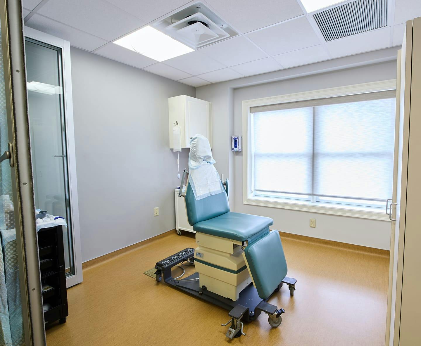 treatment room with chair in the center