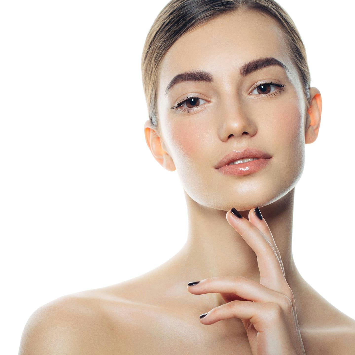 woman touching her chin