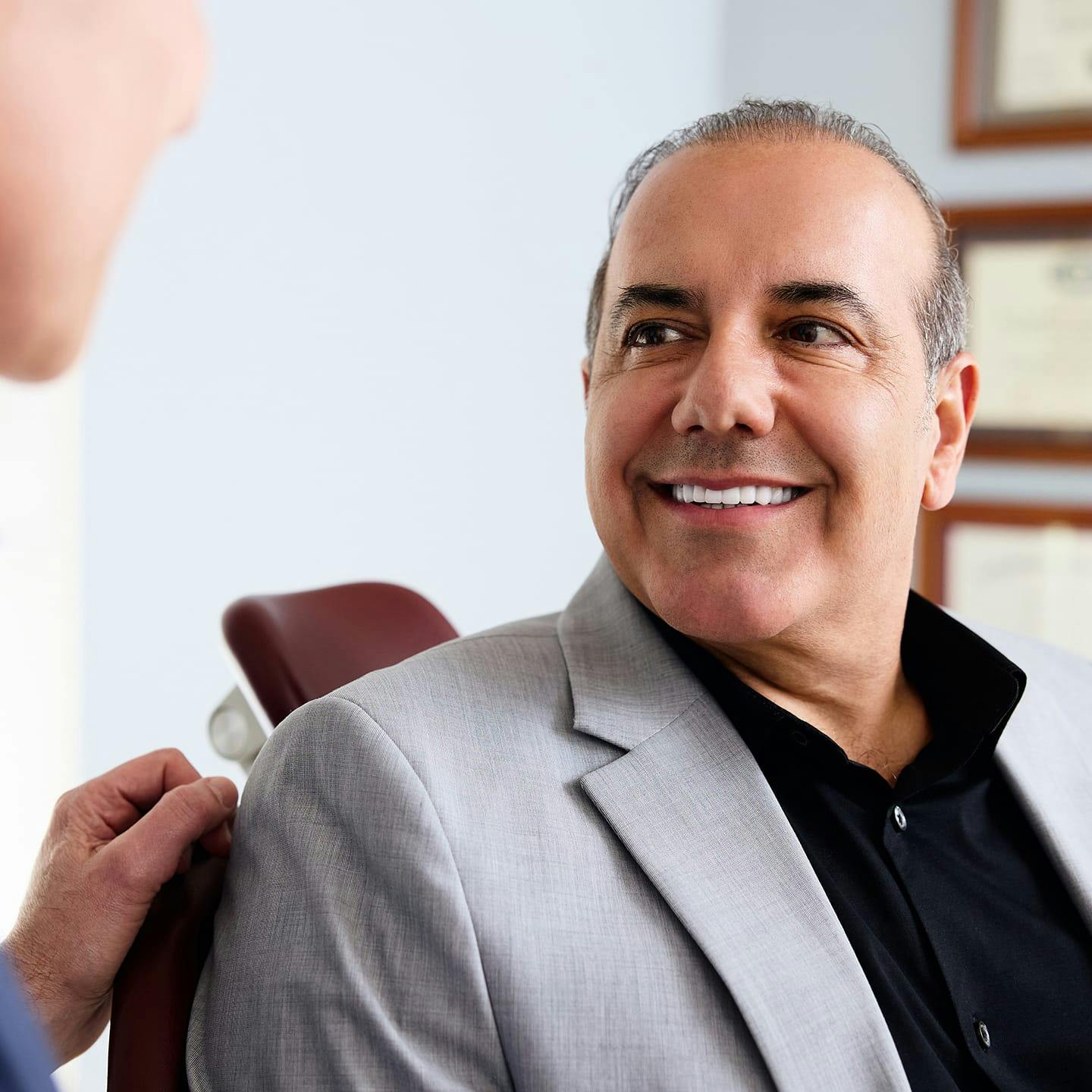 close up on male patient sitting on chair
