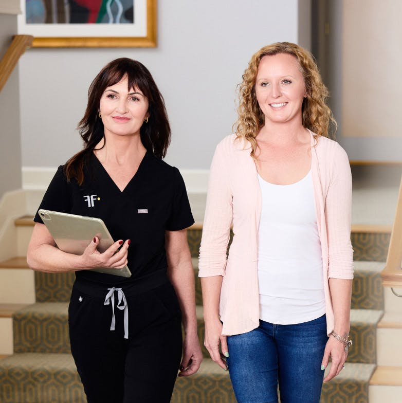 patient and staff at Dr. Fechner's practice