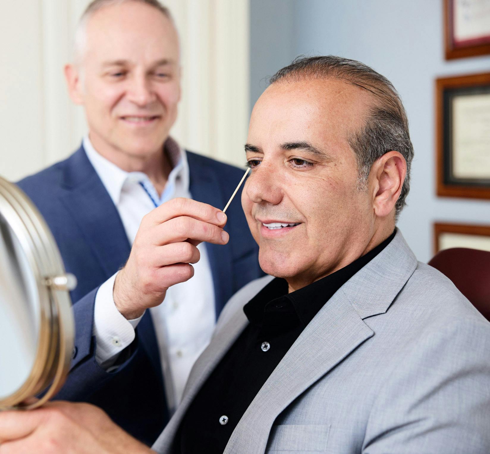 Dr. Fechner with a male patient