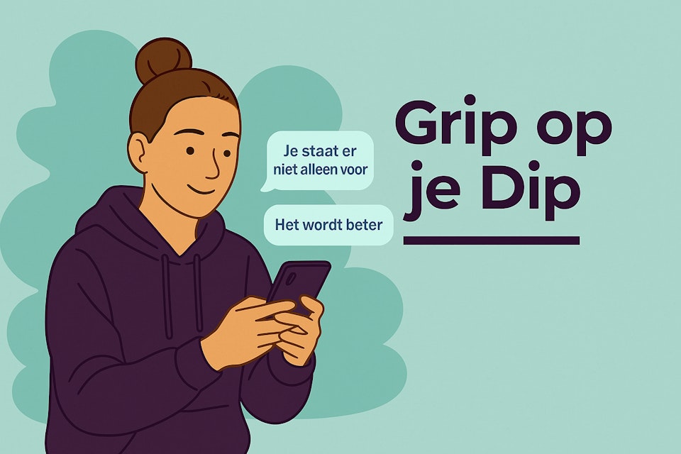 Animatie van meisje met telefoon en chats dat ze er niet alleen voor staat