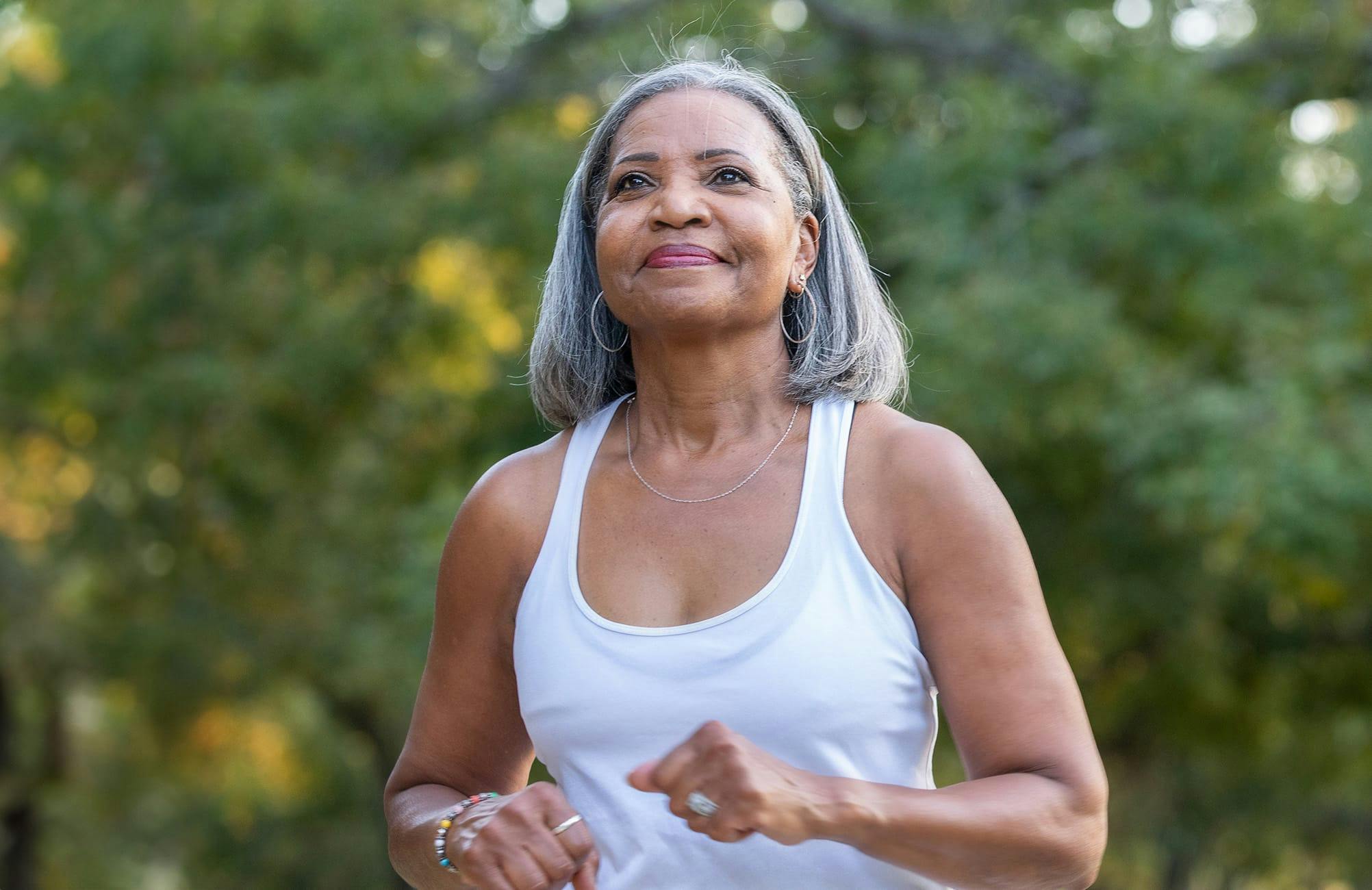 older woman jogging