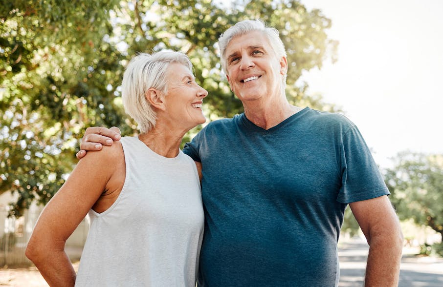 older couple hugging eachother