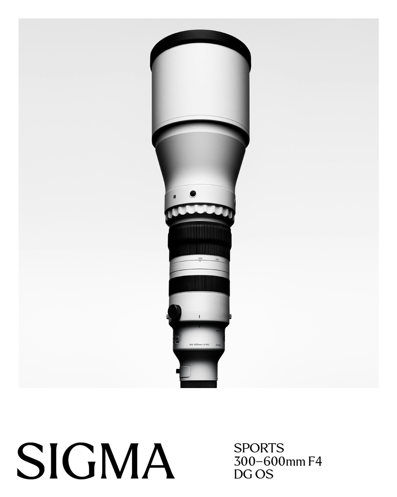 A large Sigma sports telephoto camera lens on a plain white background.