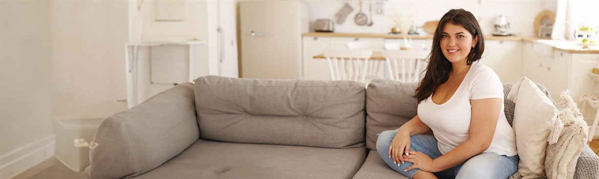 Woman sitting on a couch