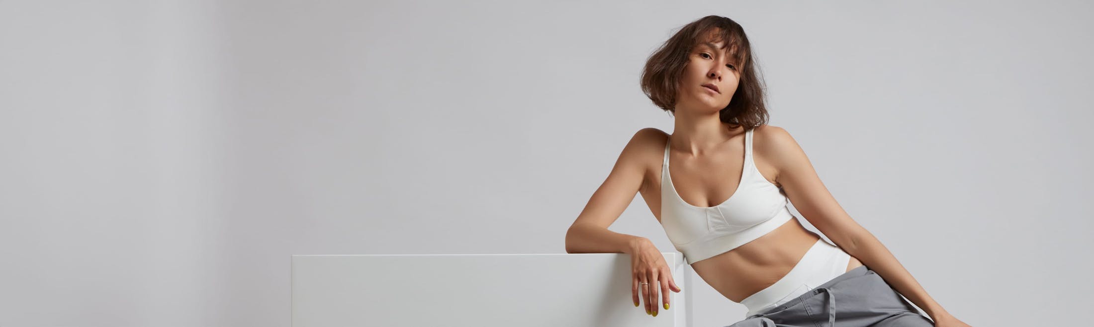 woman in white undergarments