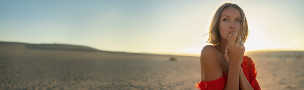 woman posing in desert