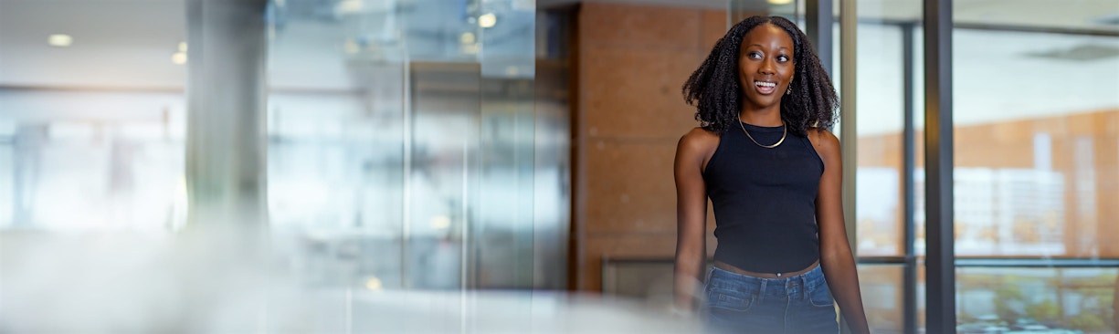 Woman entering waiting room