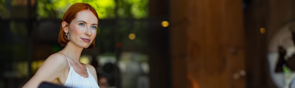 Woman smiling outdoors