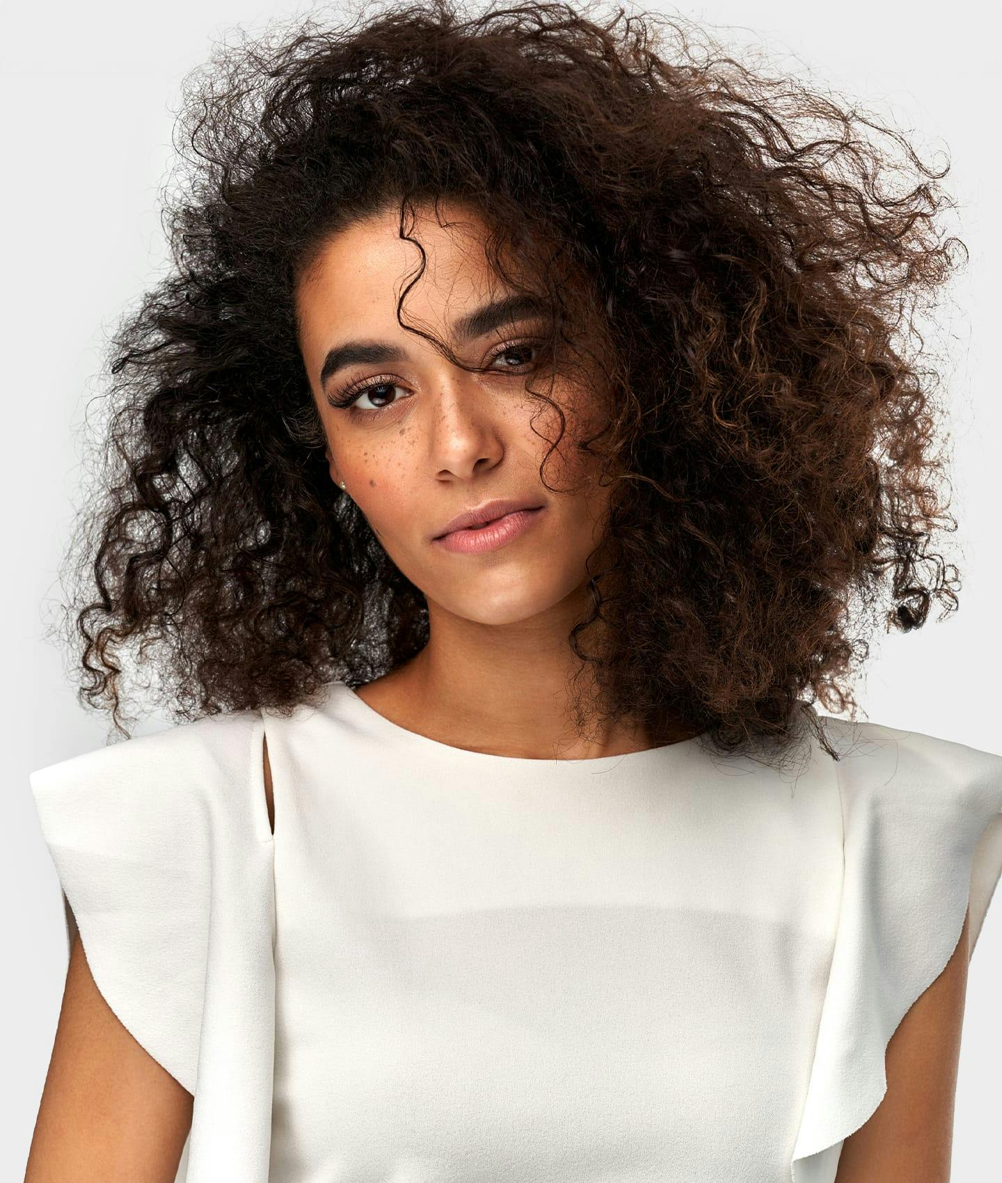 woman with curly hair