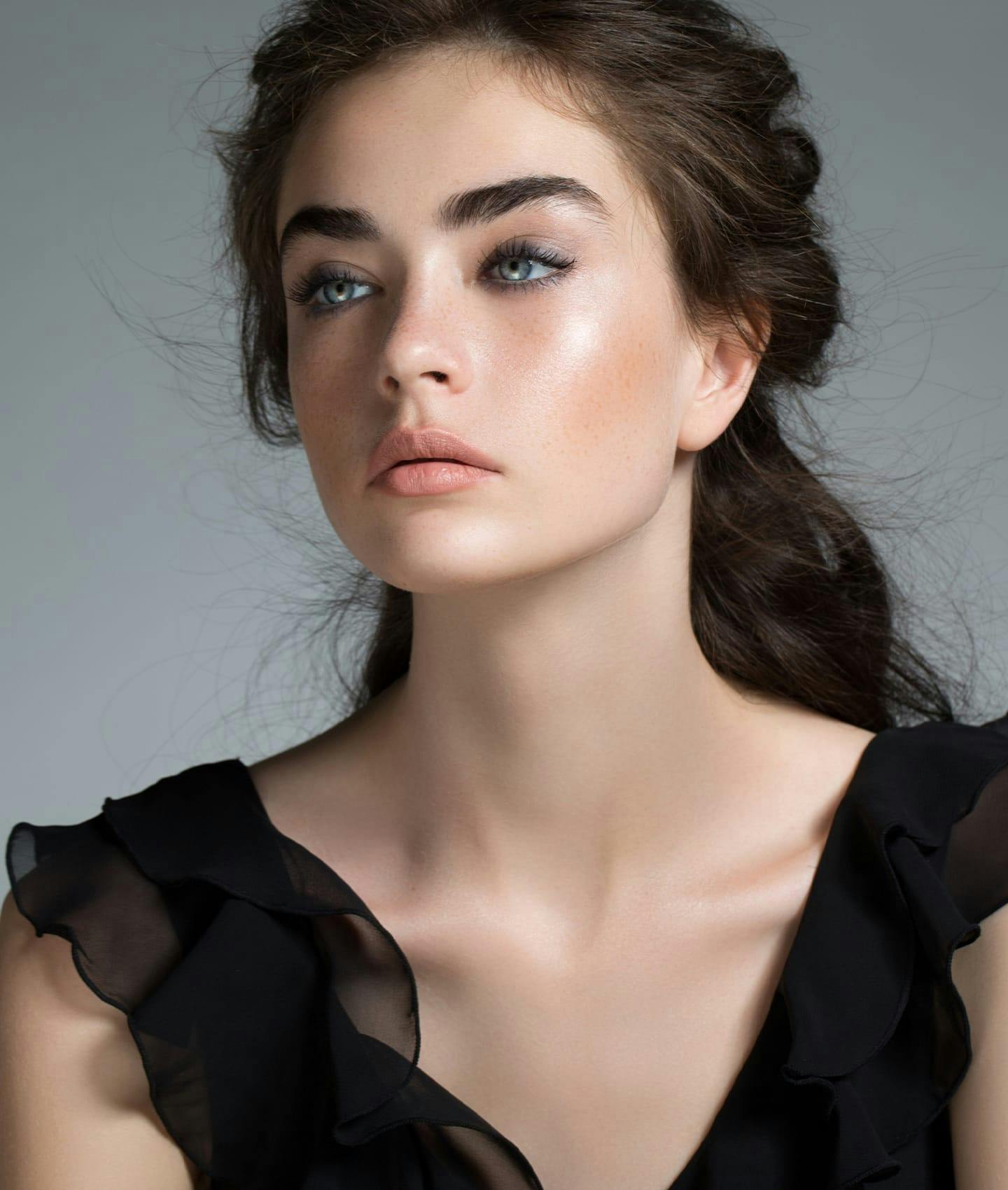 woman in black lace dress