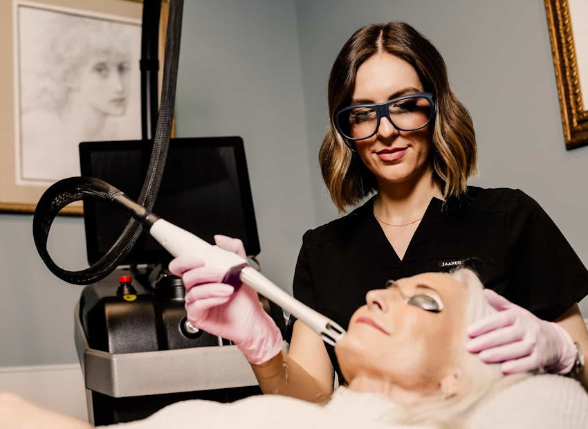 Nurse and patient during treatment