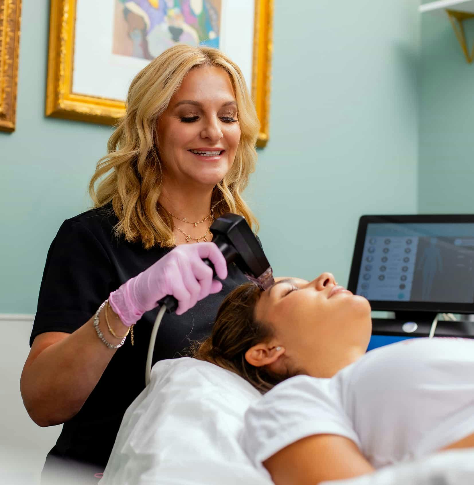 Nurse and patient during treatment